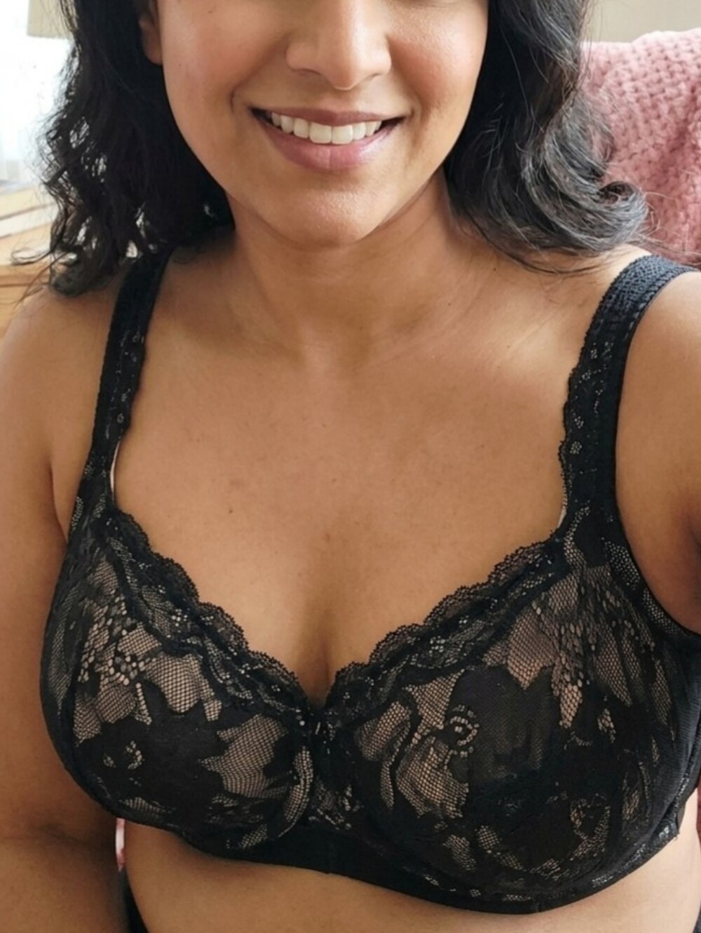 CACIQUE Sheer Lace Bra - Black size 42F lost the rod